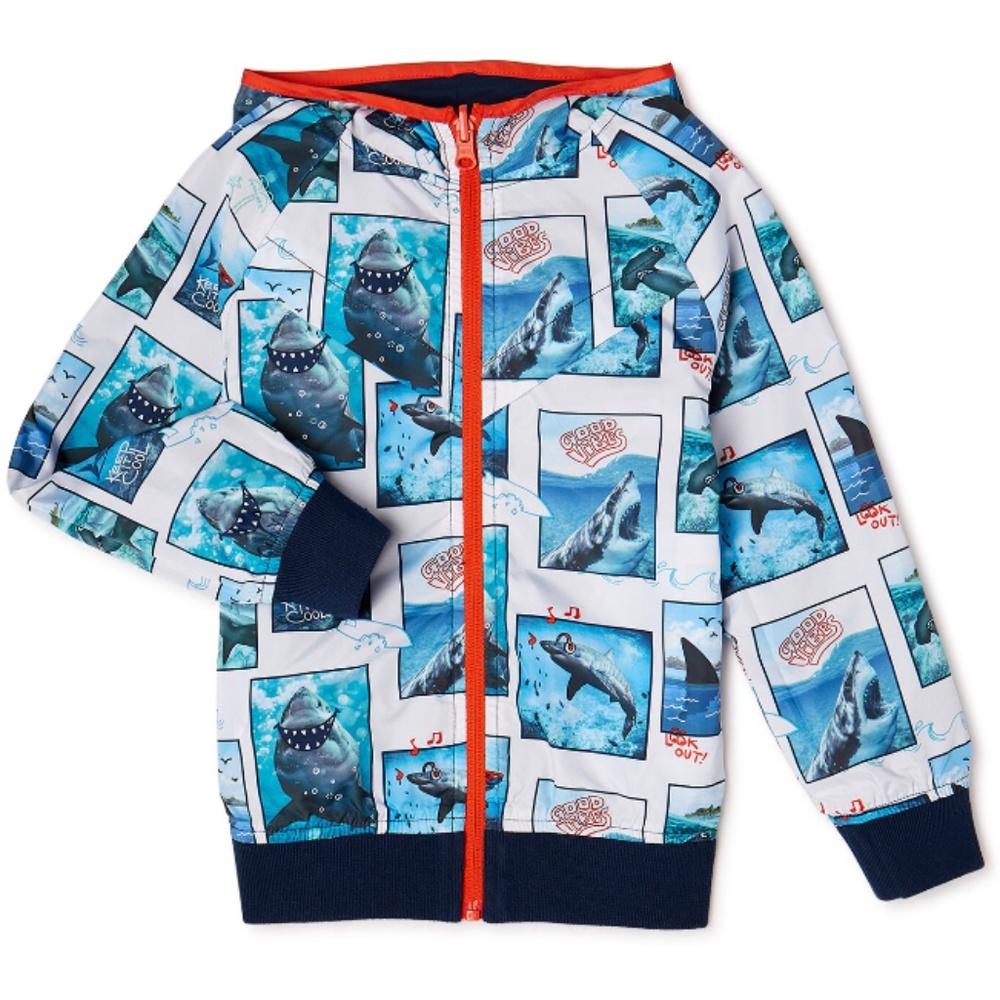 Garanimals Reversible Hooded Jacket. Fun Shark theme / Solid color  Boys Size 10